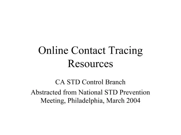 Online Contact Tracing Resources