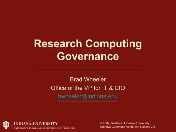 Research Computing Governance