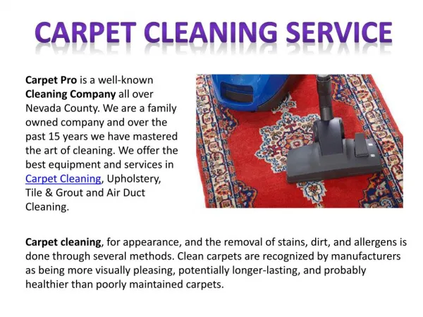 Carpet Cleaning Service in Grass Valley