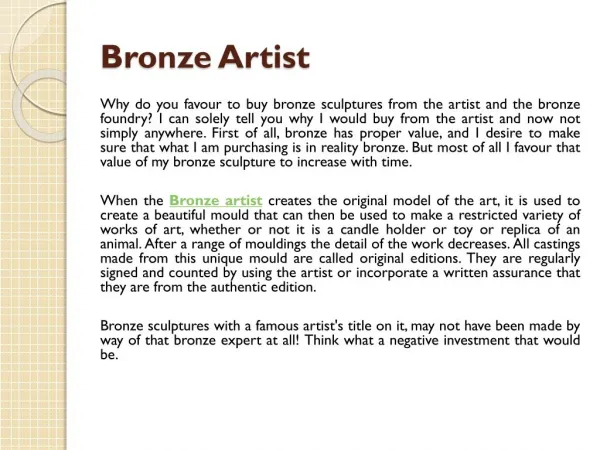 Wondering How to Make Your Bronze artist Rock? Read This!