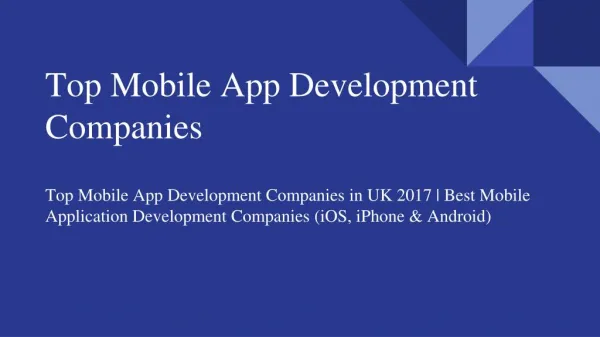 Top Mobile App Development Companies in UK | Best App Developers