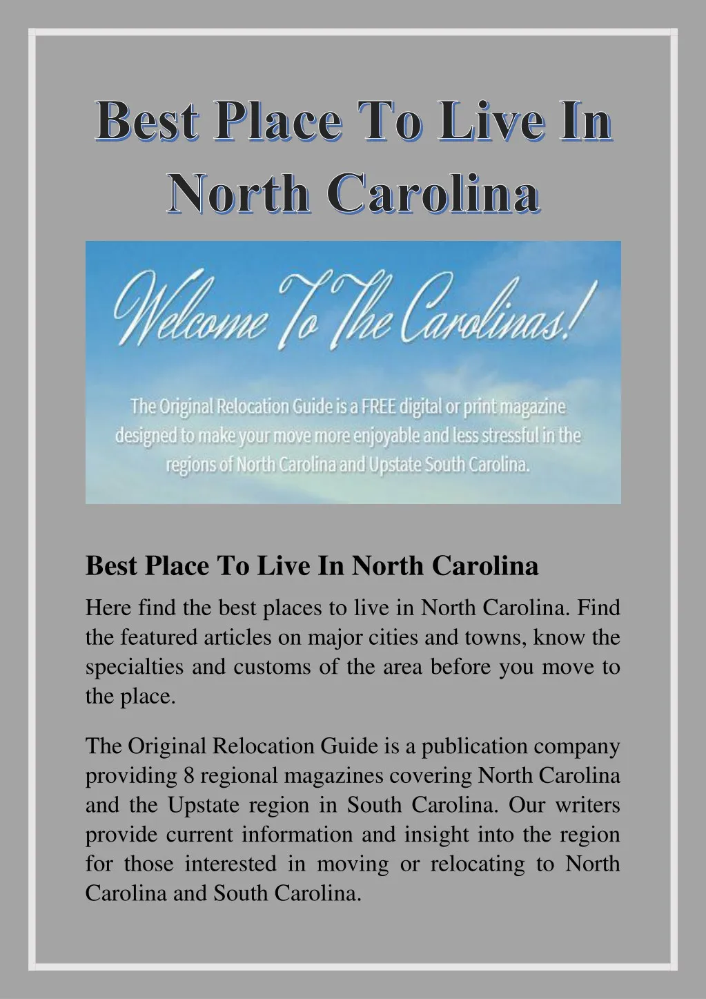 best place to live in north carolina