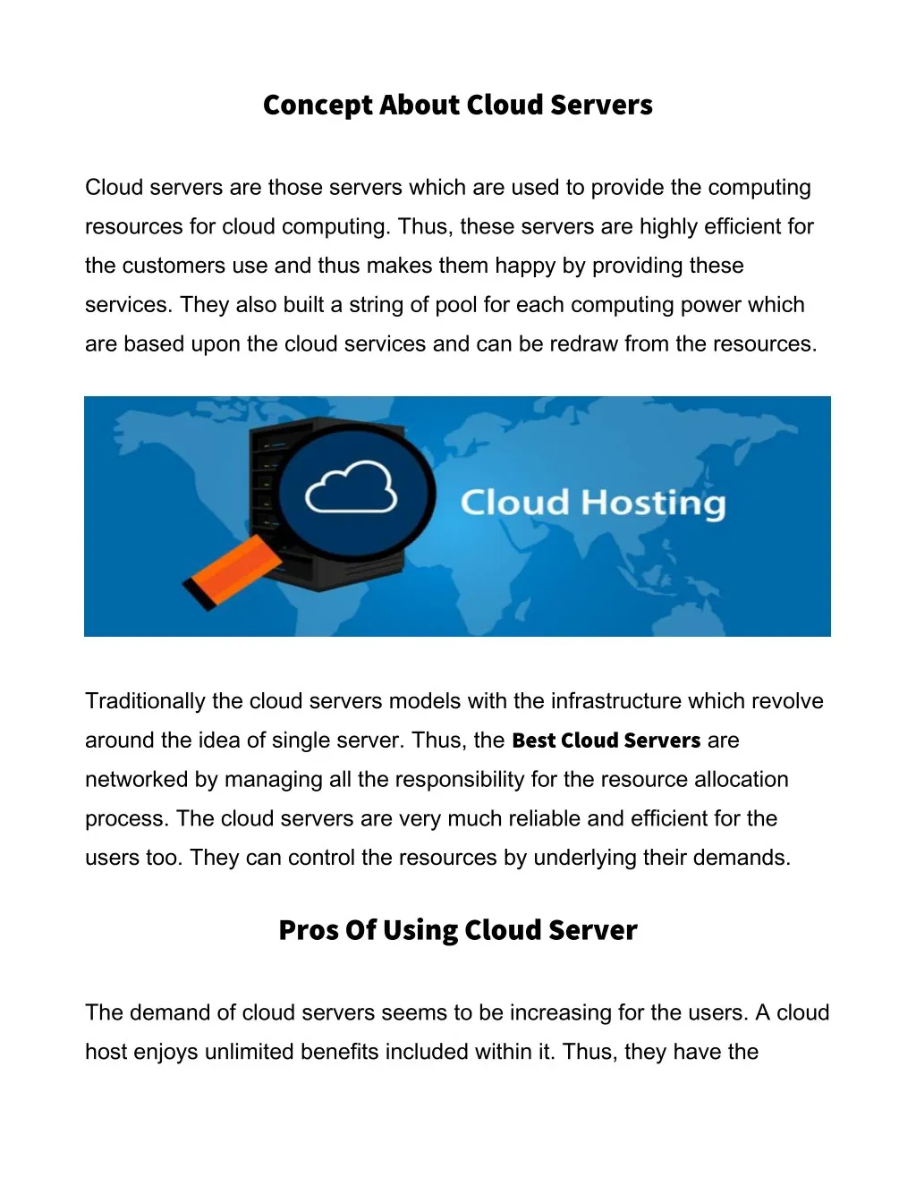 concept about cloud servers