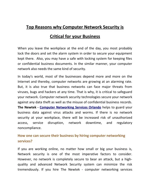 Top Reasons why Computer Network Security is Critical for your Business