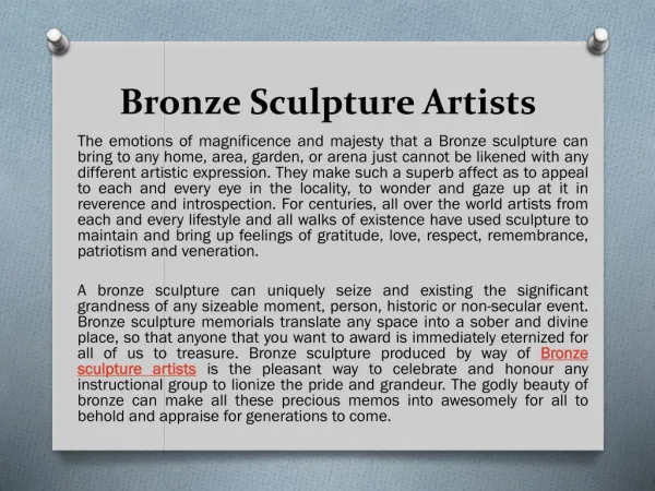 What Can You Do about Bronze sculpture artists Right Now