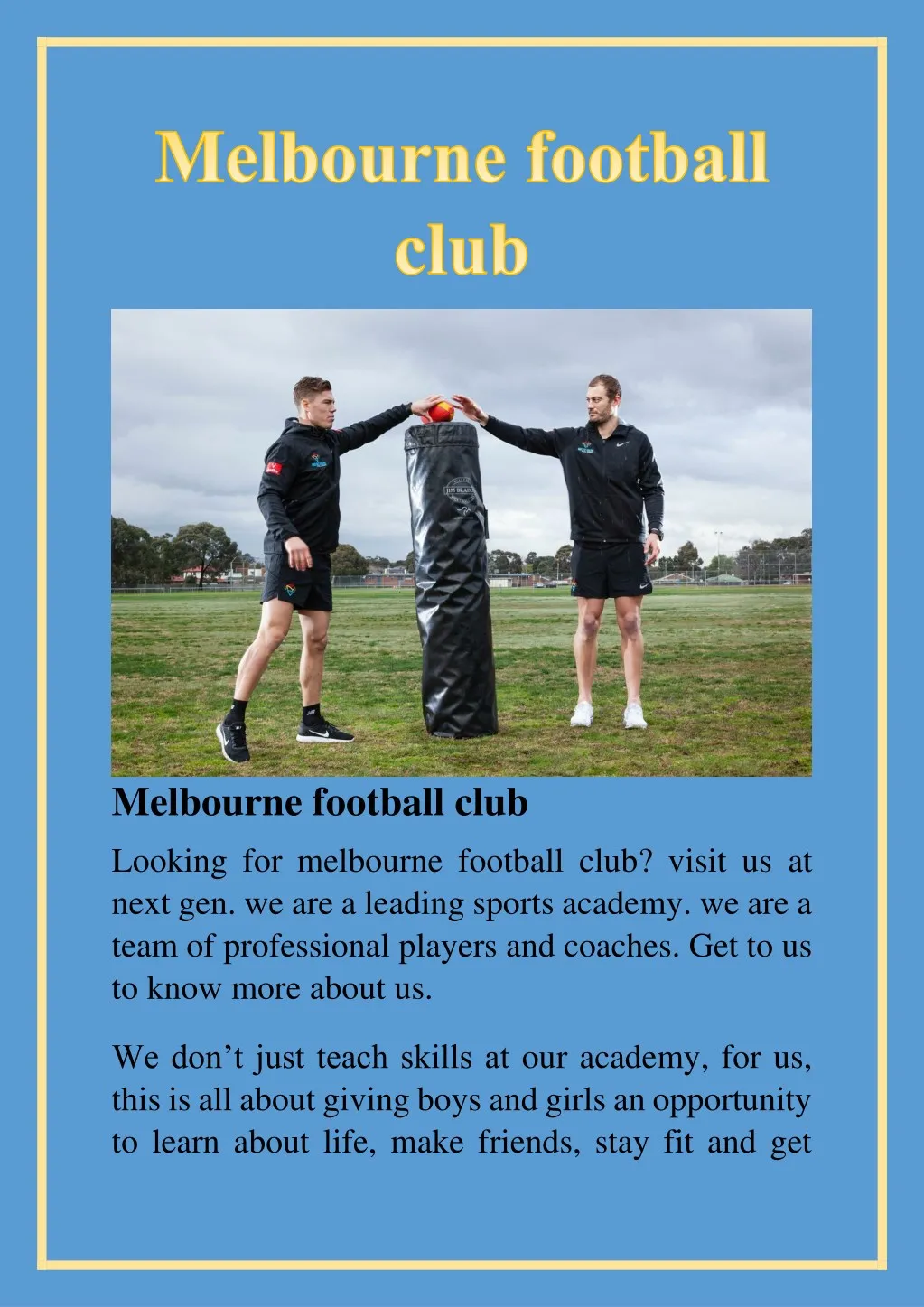 melbourne football club looking for melbourne