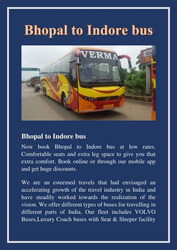 Bhopal to Indore bus