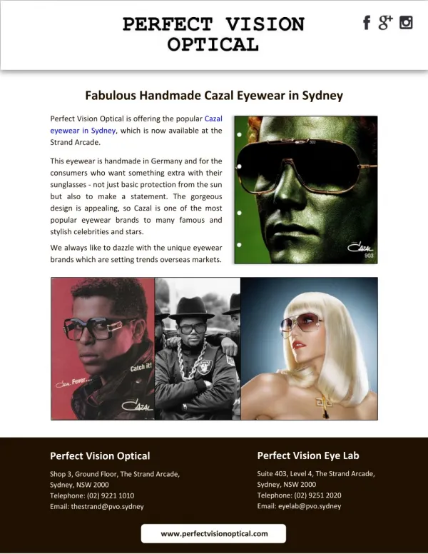 Fabulous Handmade Cazal Eyewear in Sydney
