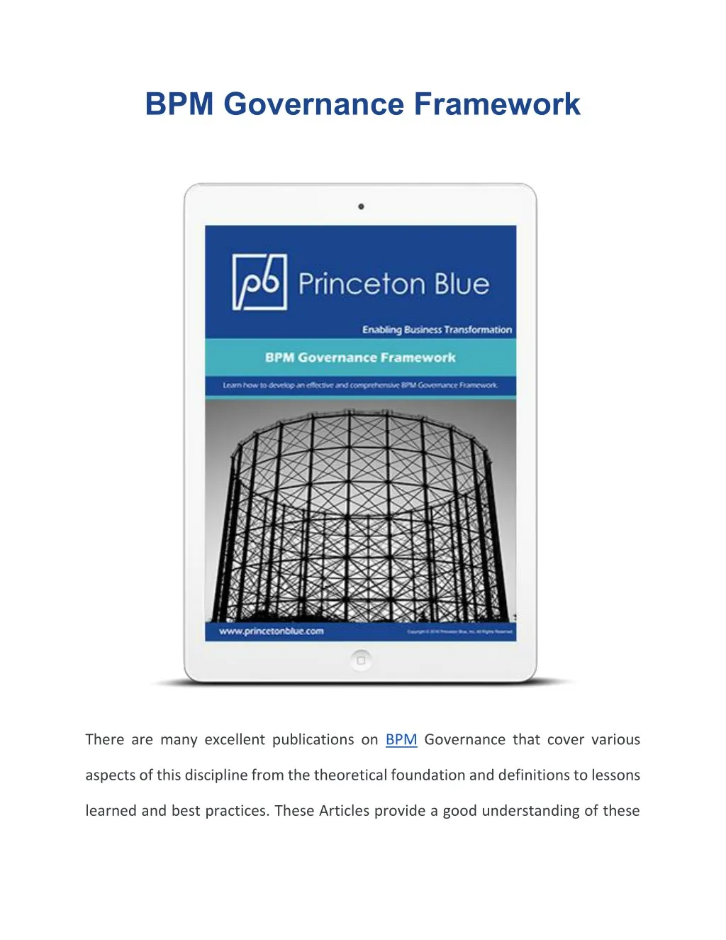 bpm governance framework