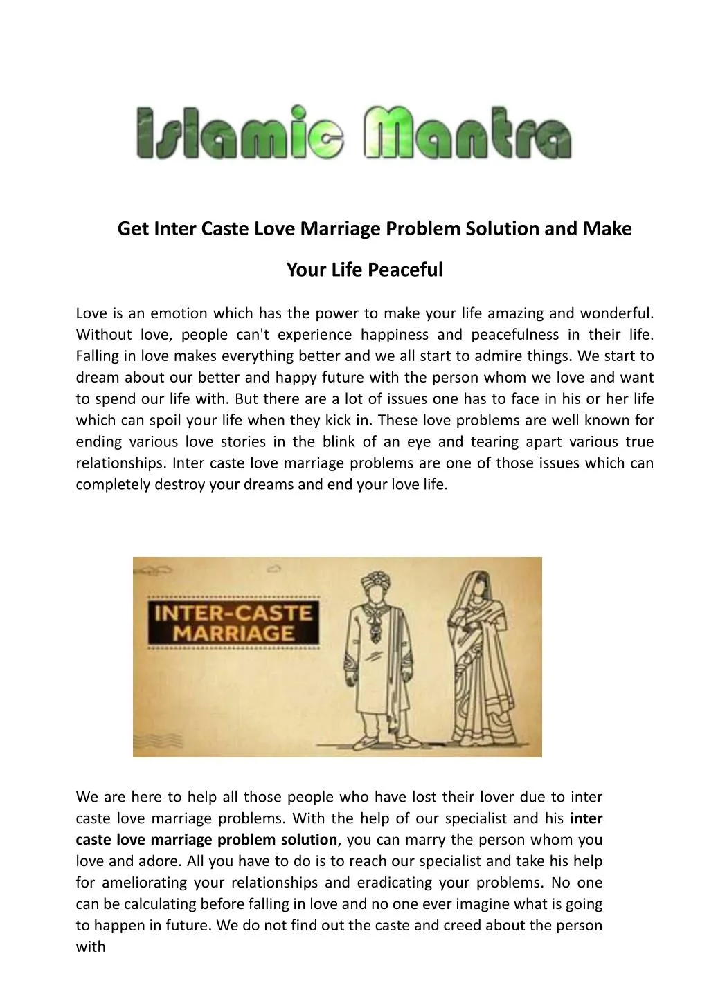 get inter caste love marriage problem solution