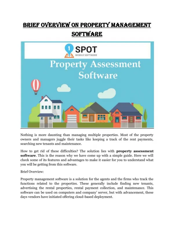 Some Information about Property Management Software