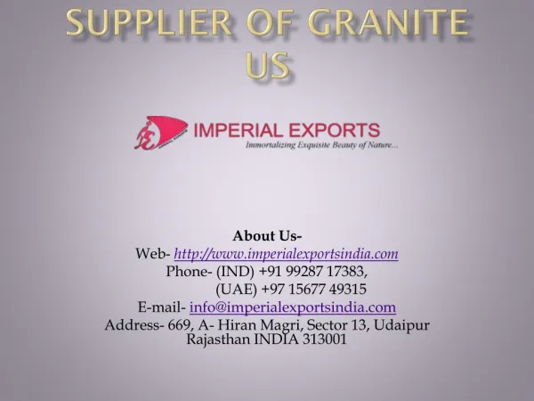 Supplier of Granite US