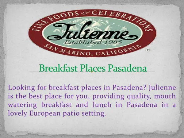 Breakfast Places Pasadena