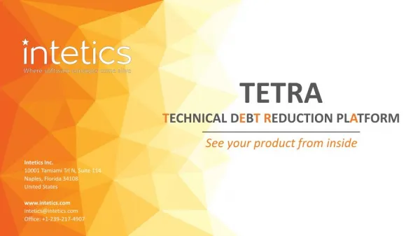 TETRA. Technical Debt Reduction Platform