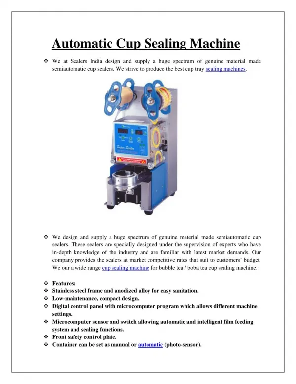 Automatic cup sealing machine