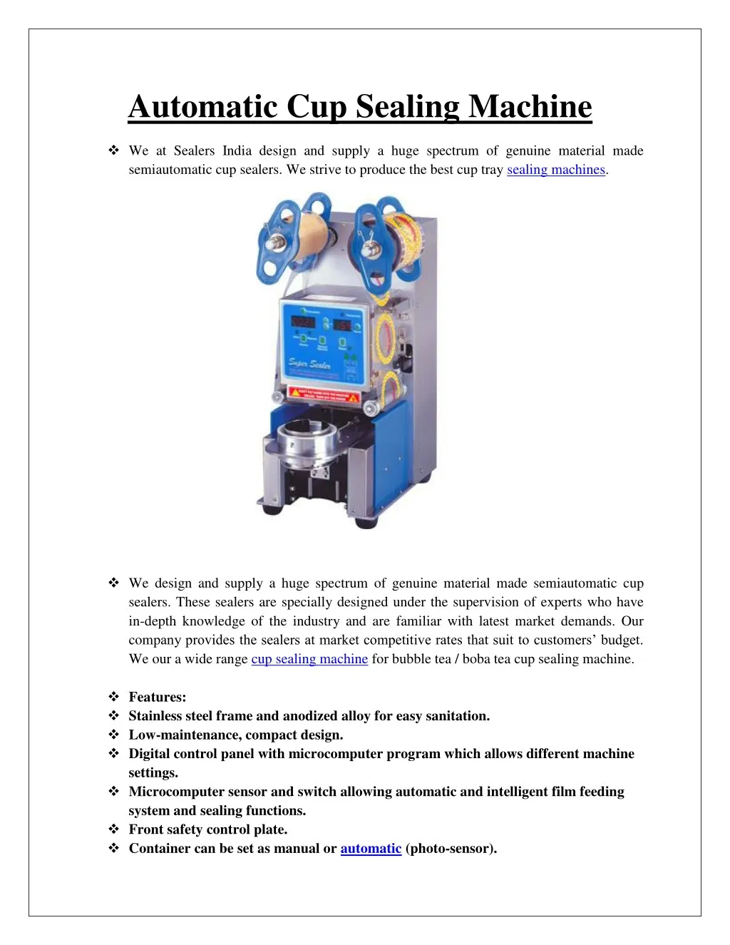 automatic cup sealing machine