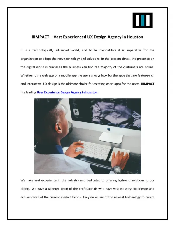 IIIMPACT â€“ Vast Experienced UX Design Agency in Houston