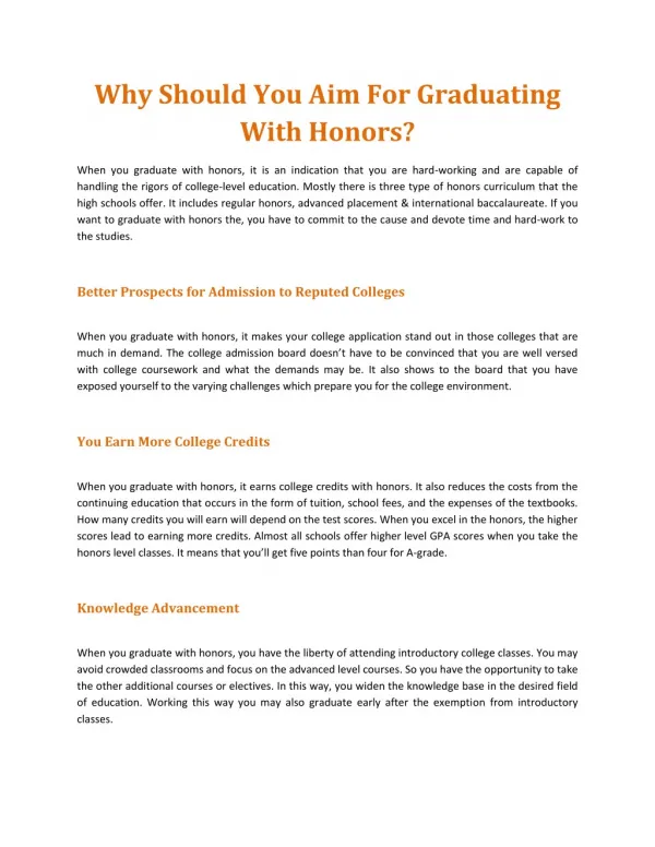 Why Should You Aim For Graduating With Honors?