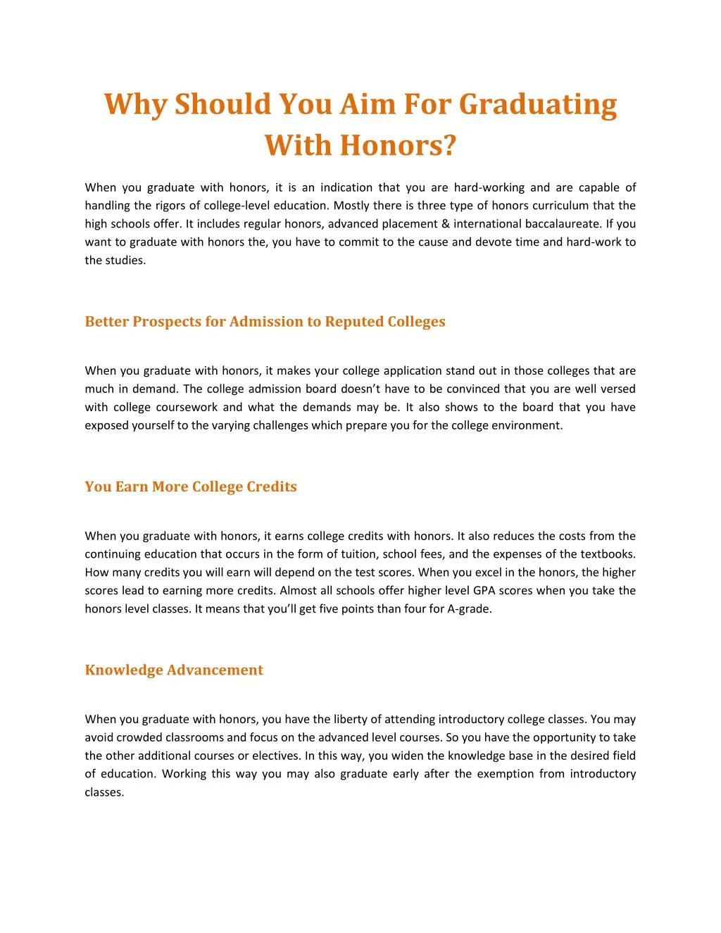 why should you aim for graduating with honors