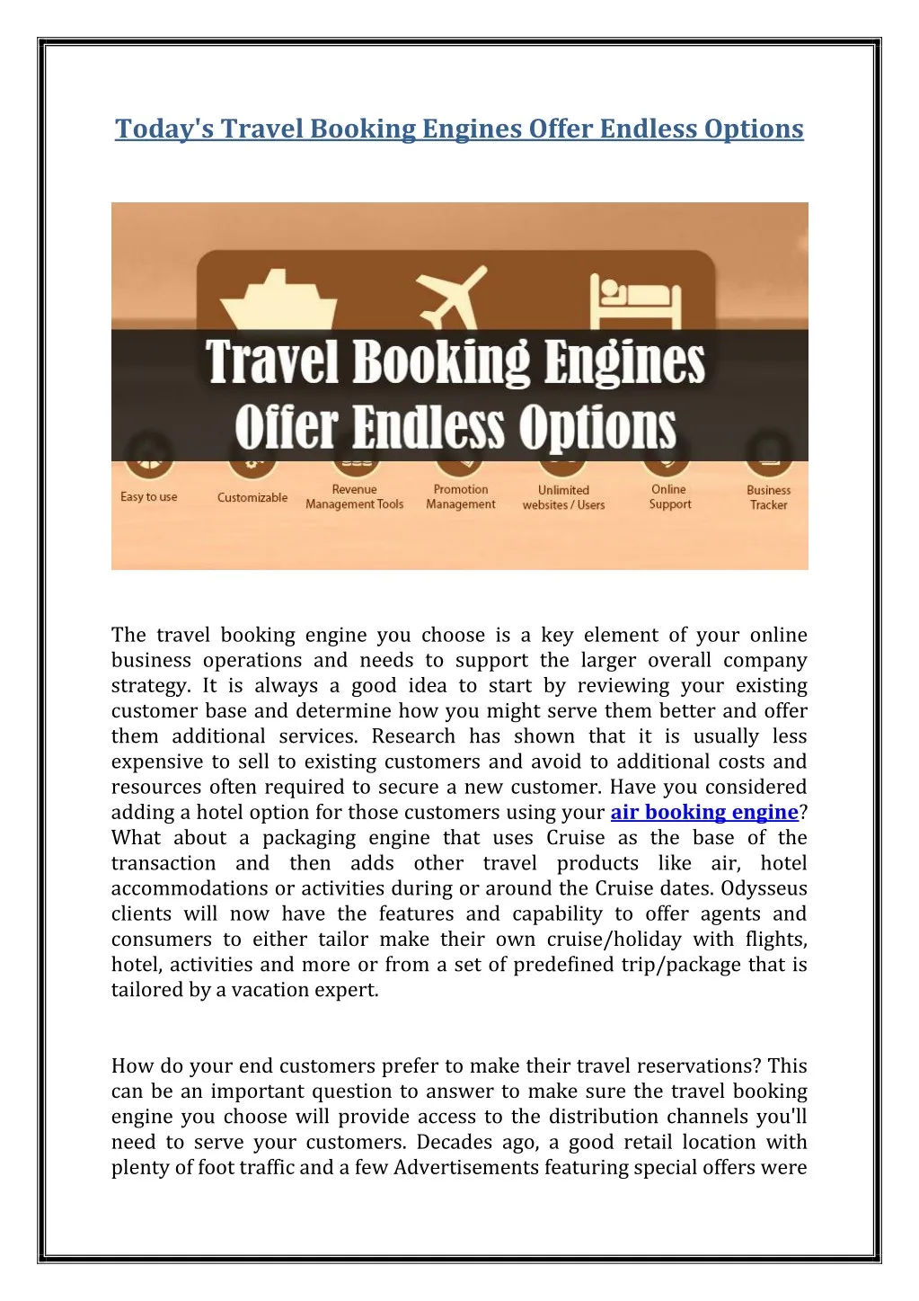 today s travel booking engines offer endless