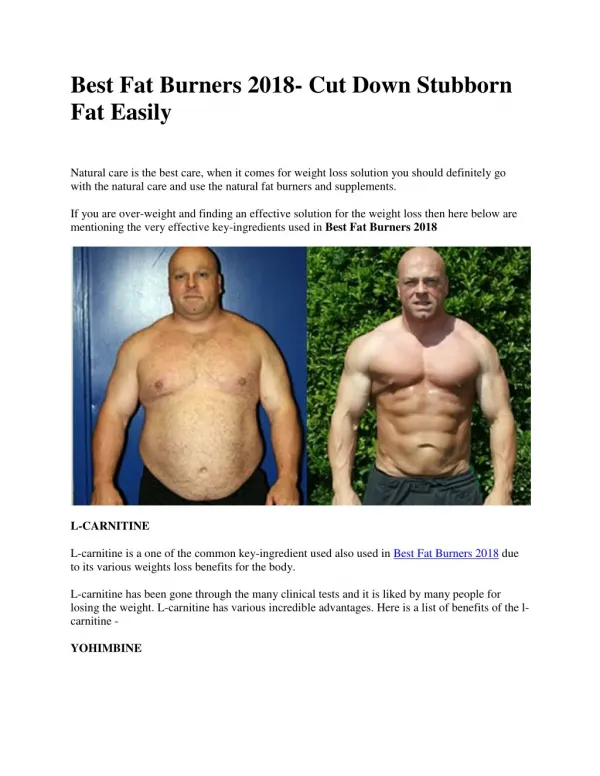 Best Fat Burners 2018- Cut Down Stubborn Fat Easily