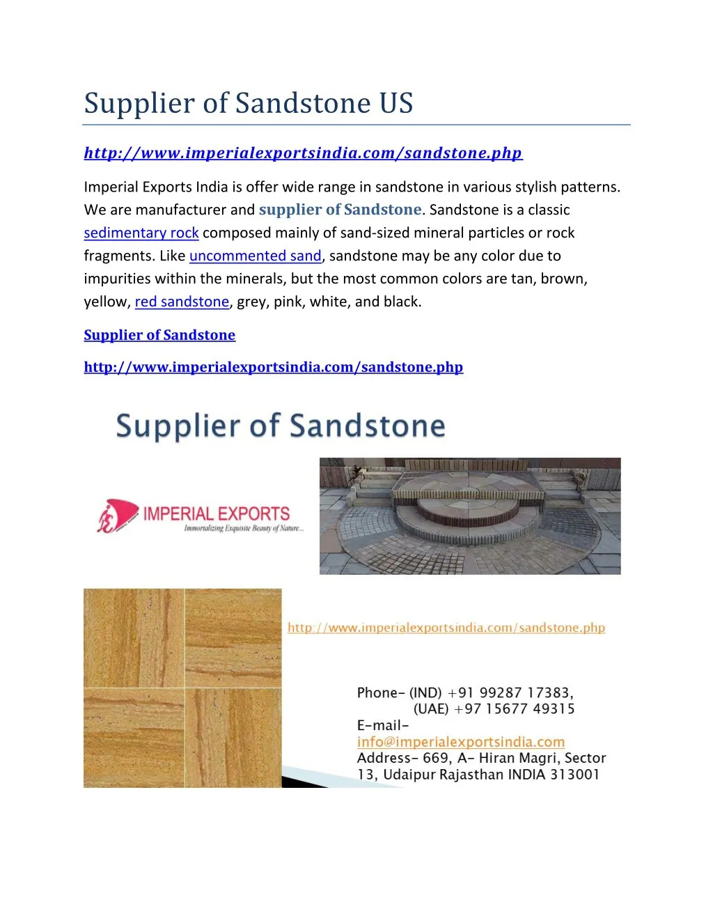supplier of sandstone us