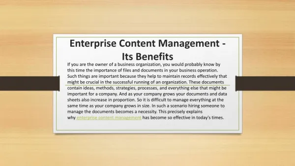 Enterprise content management - its benefits