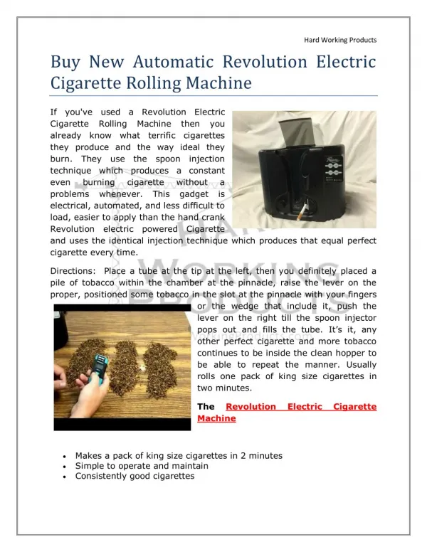Buy Revolution Electric Cigarette Rolling Machine