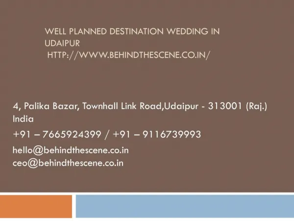 Well planned destination wedding in Udaipur