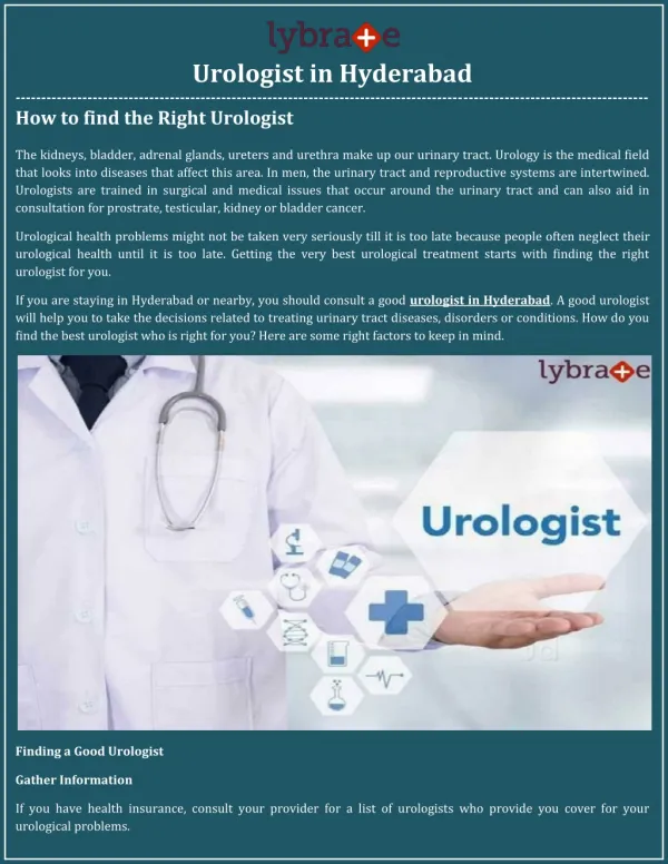 Urologist in Hyderabad - Lybrate
