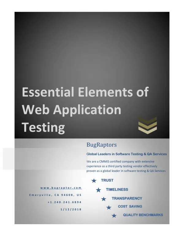Essentails Elements of Web Application Testing Services