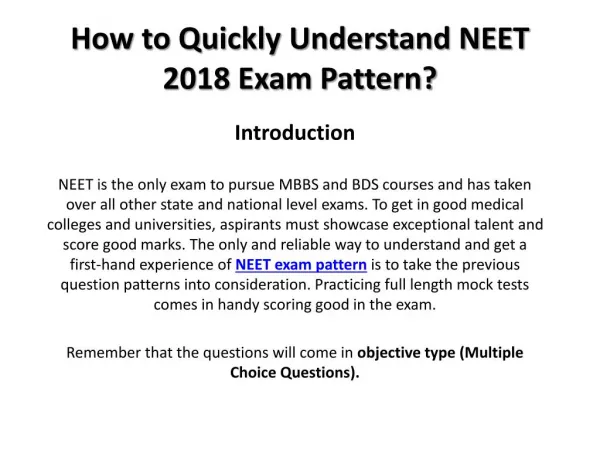 Stay Up-to-date on NEET 2018 Exam Pattern and Score Good Marks