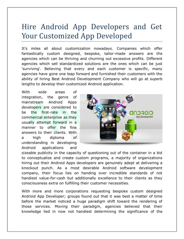 Hire Android App Development Developers Company