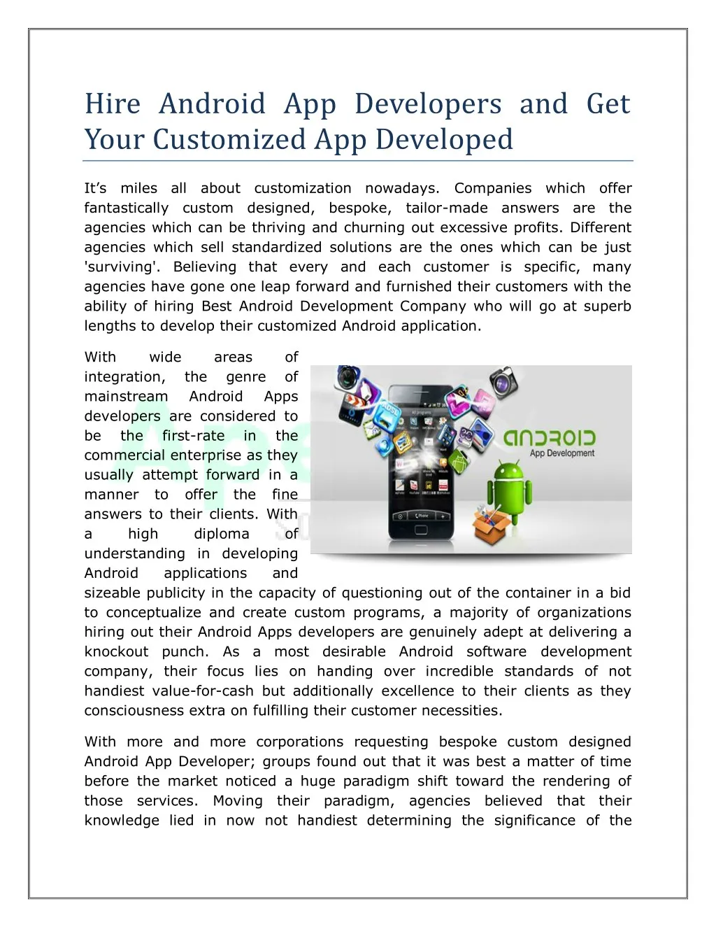 hire android app developers and get your
