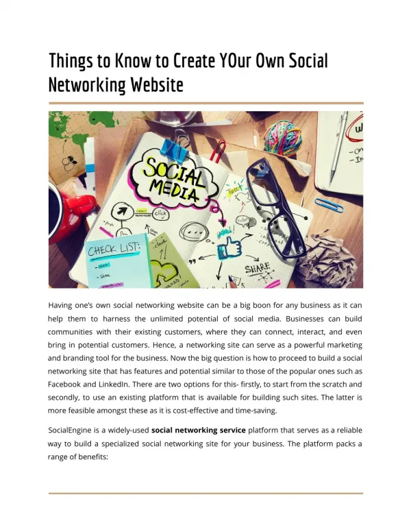 Things to Know to Create Your Own Social Networking Website