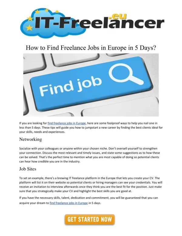 How to Find Freelance Jobs in Europe in 5 Days?