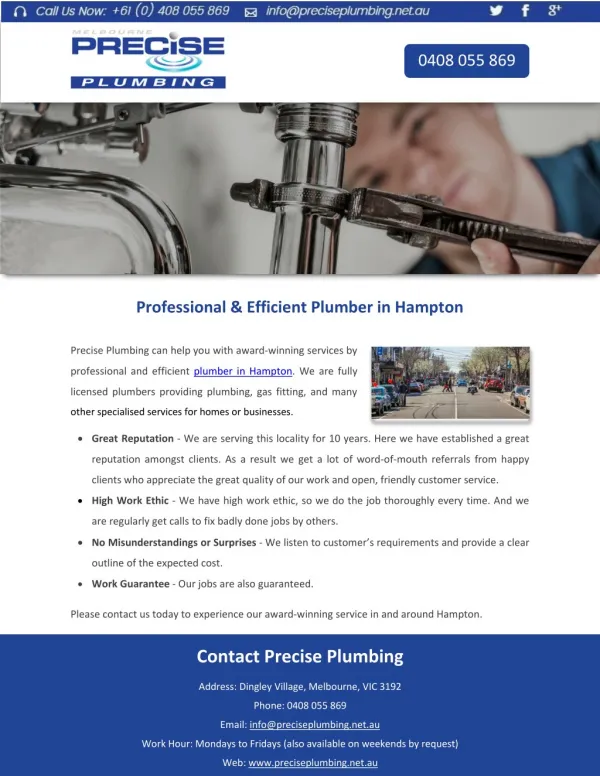 Professional & Efficient Plumber in Hampton