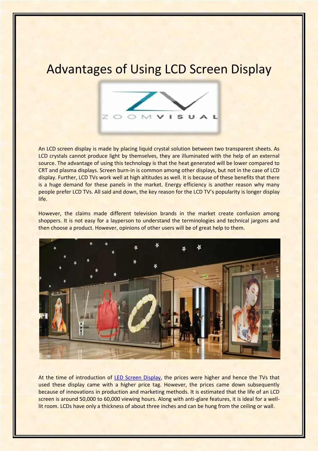advantages of using lcd screen display