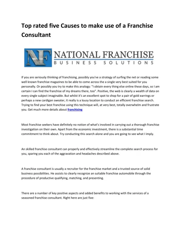 franchise consulting