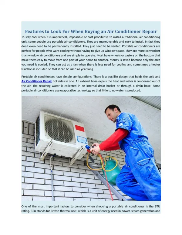 Features to Look For When Buying an Air Conditioner Repair
