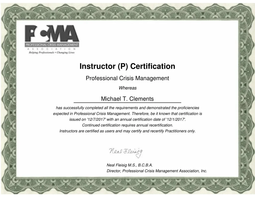 instructor p certification