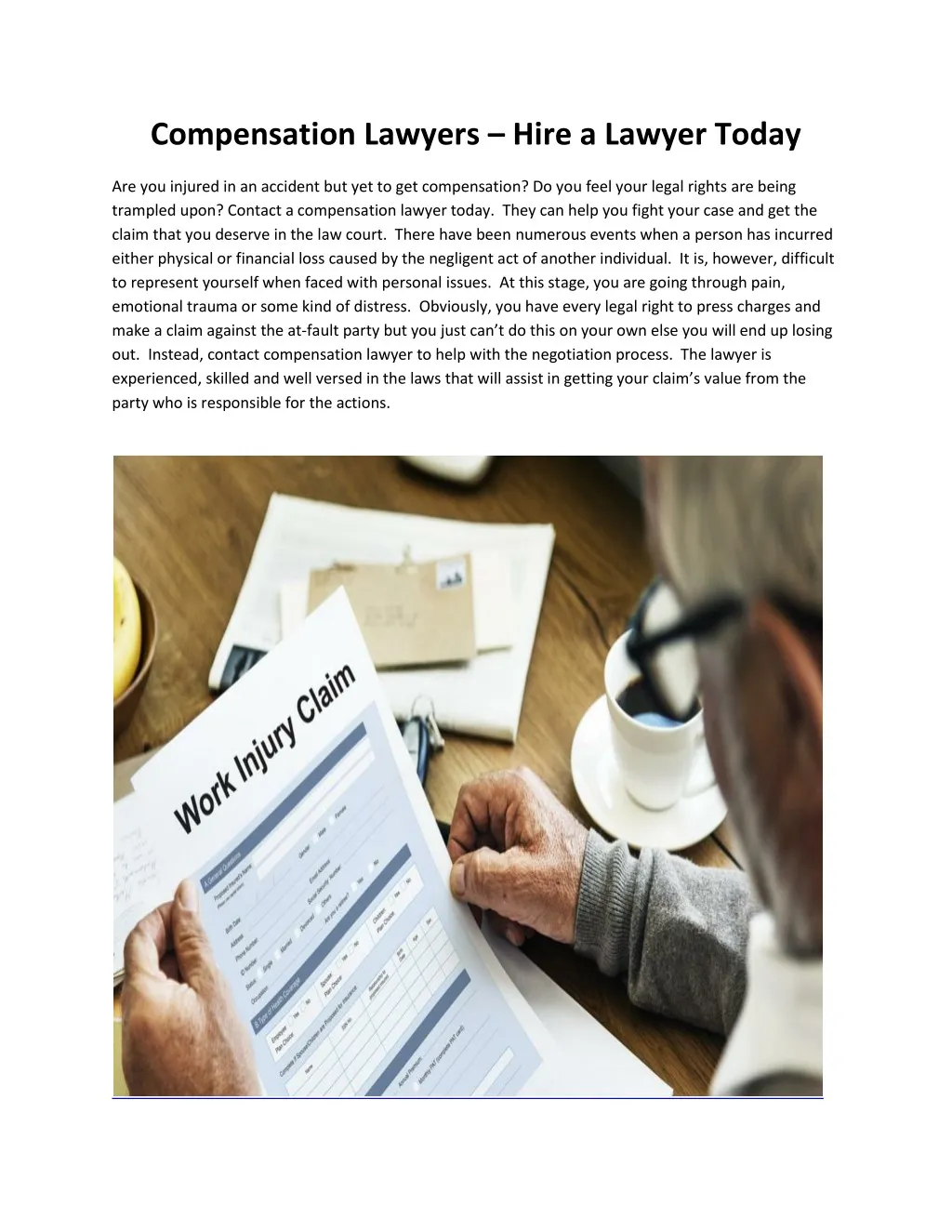compensation lawyers hire a lawyer today