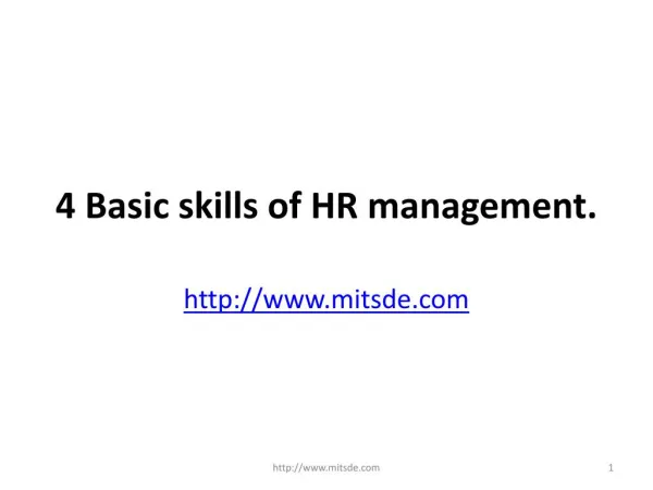 4 Basic skills of HR management, MITSDE