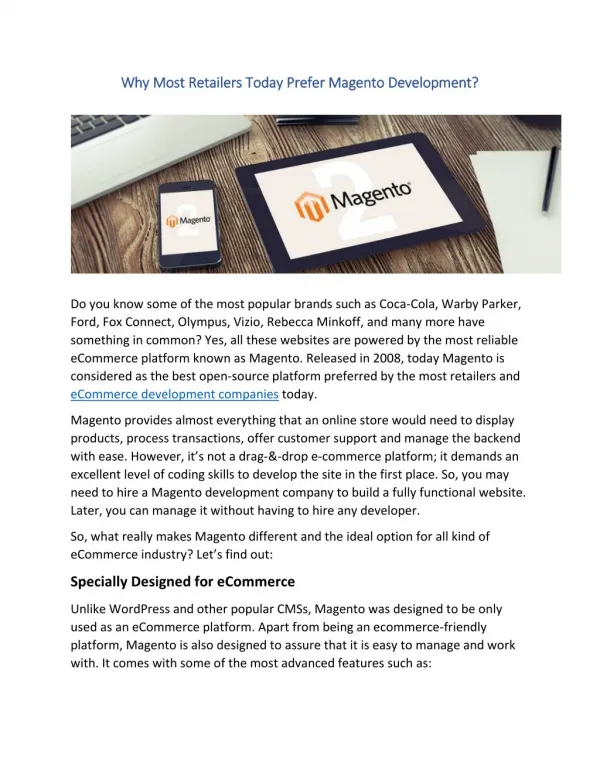 Why Most Retailers Today Prefer Magento Development?