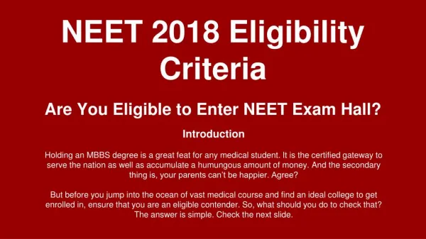 NEET 2018 Eligibility Criteria â€“ Are You Updated on This?