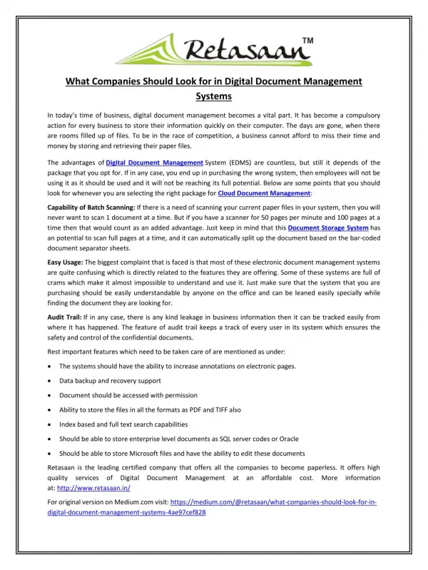 What Companies Should Look for in Digital Document Management Systems