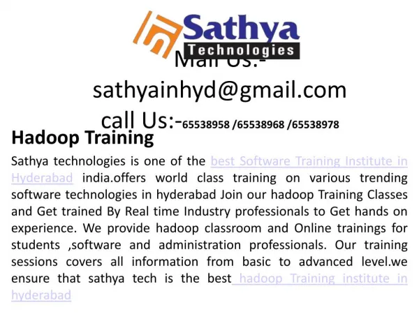 Hadoop Training In Ameerpet