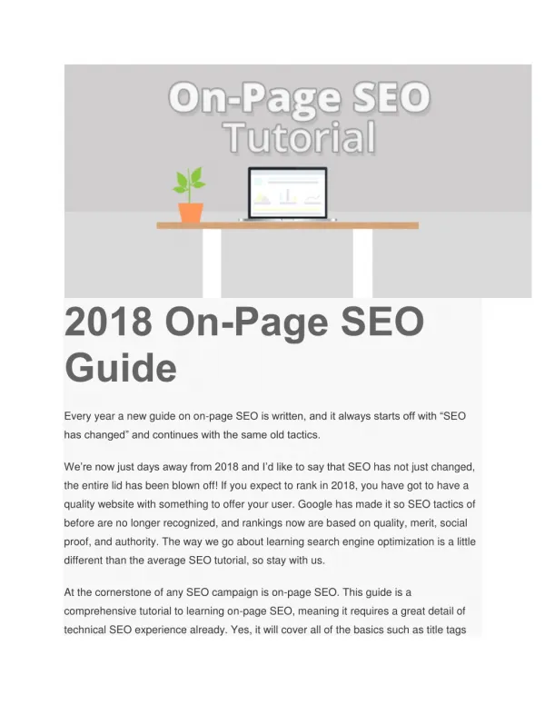 On-Page SEO 2018
