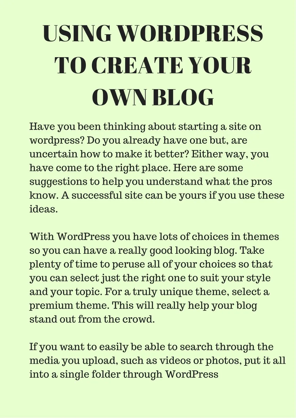 using wordpress to create your own blog