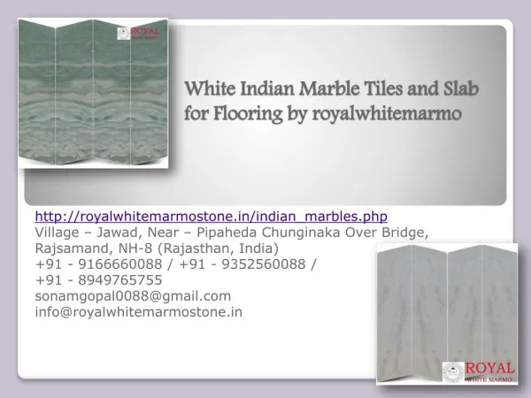 White Indian Marble Tiles and Slab for Flooring by royalwhitemarmo
